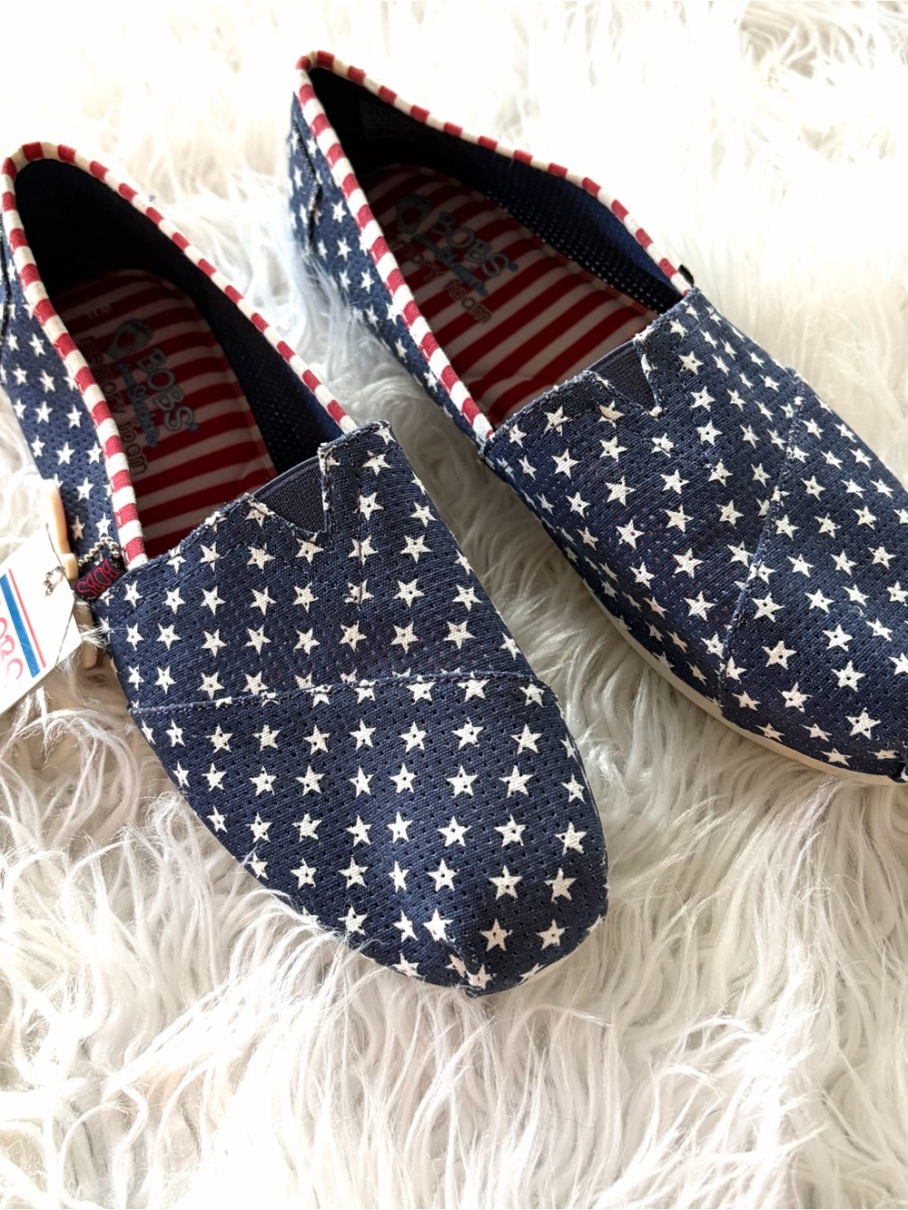 Skechers BOBS Plush Summer Sunset Patriotic Stars Slip On Flats NWT Size 11